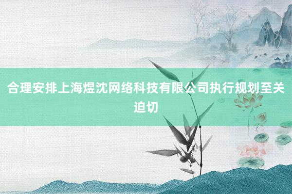 合理安排上海煜沈网络科技有限公司执行规划至关迫切